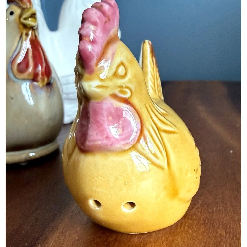 Vintage‎ Rooster Napkin Holder Salt Pepper Set Chicken Japan Farmhouse Davar